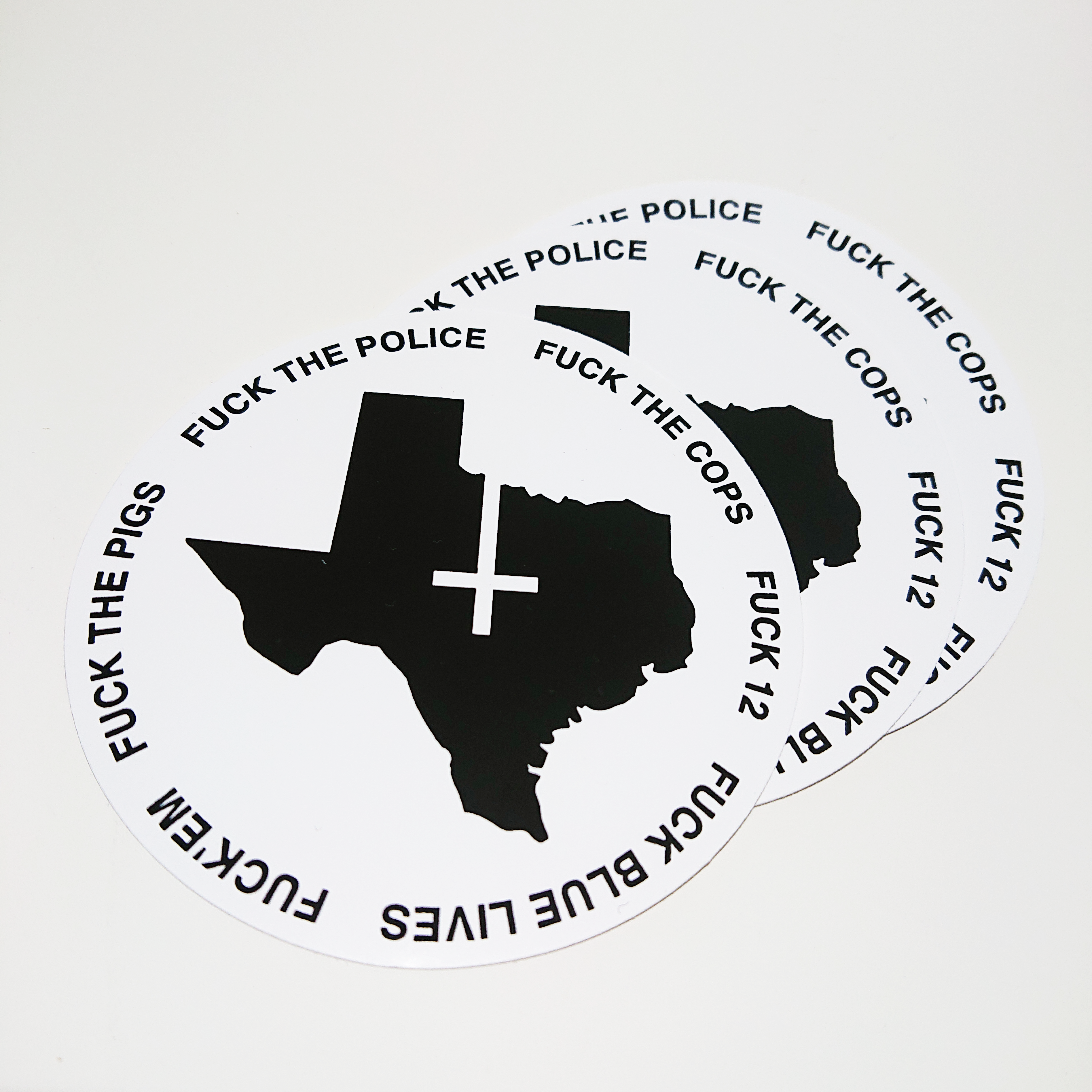 Petrine TX "FUCK THE COPS" vinyl stickers (x3)